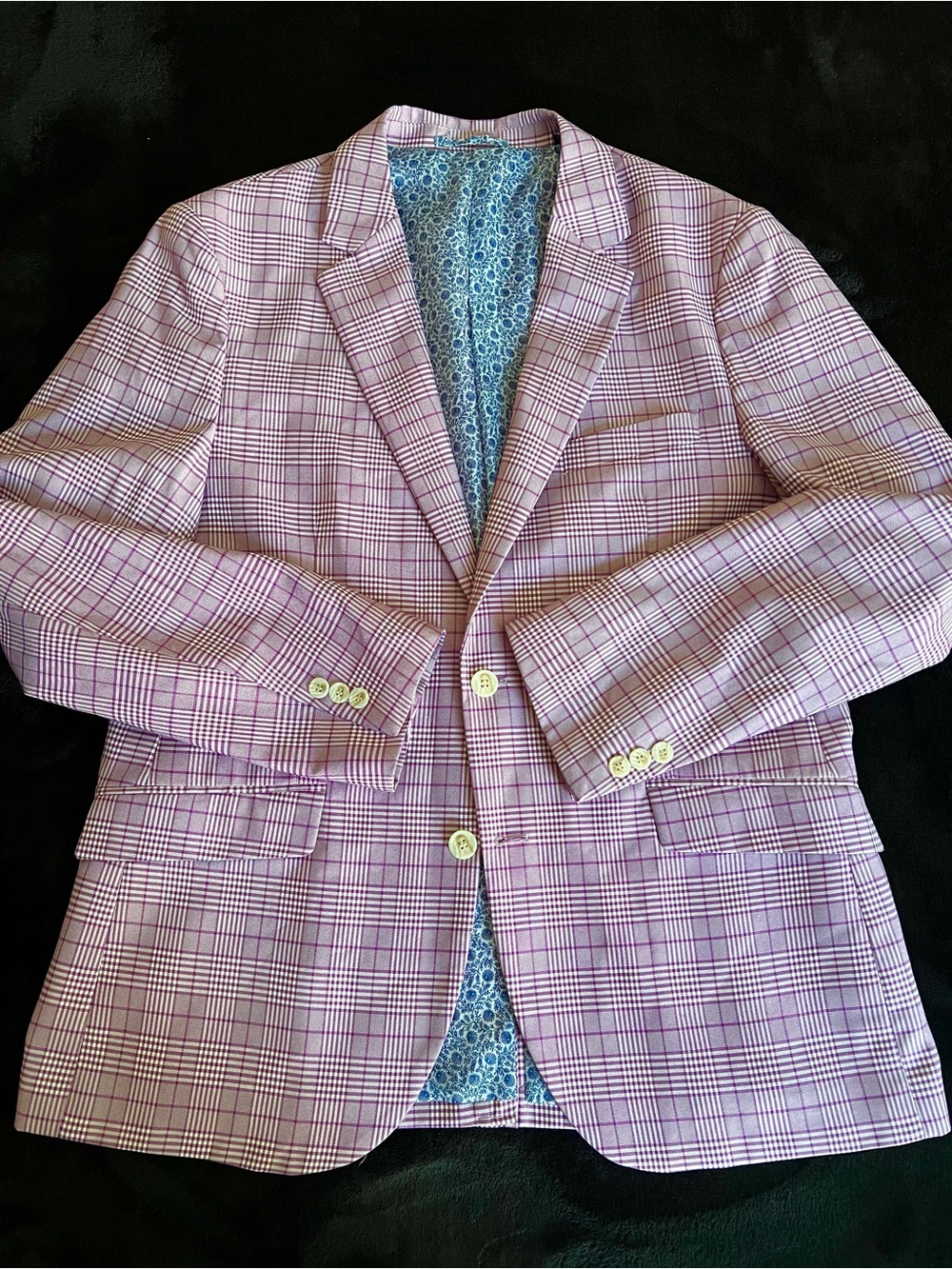 Tailorbyrd Purple and White Plaid Blazer - Picture 2 of 11